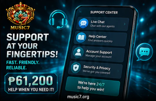 MUSIC support conversation with visible status and safe attachment context